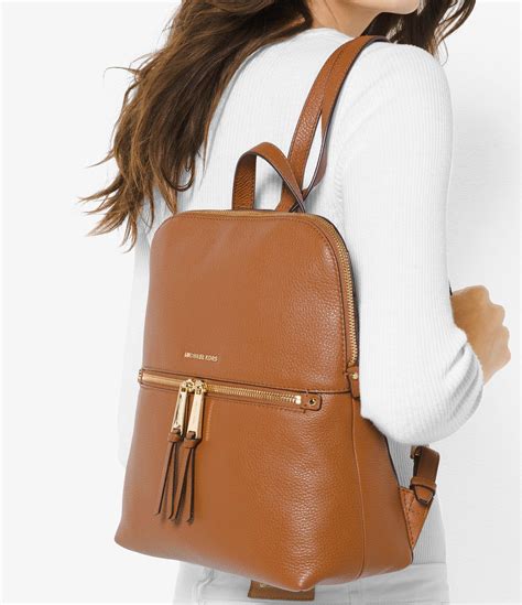 michael kors rhea zip medium backpack brown|michael kors medium backpack purse.